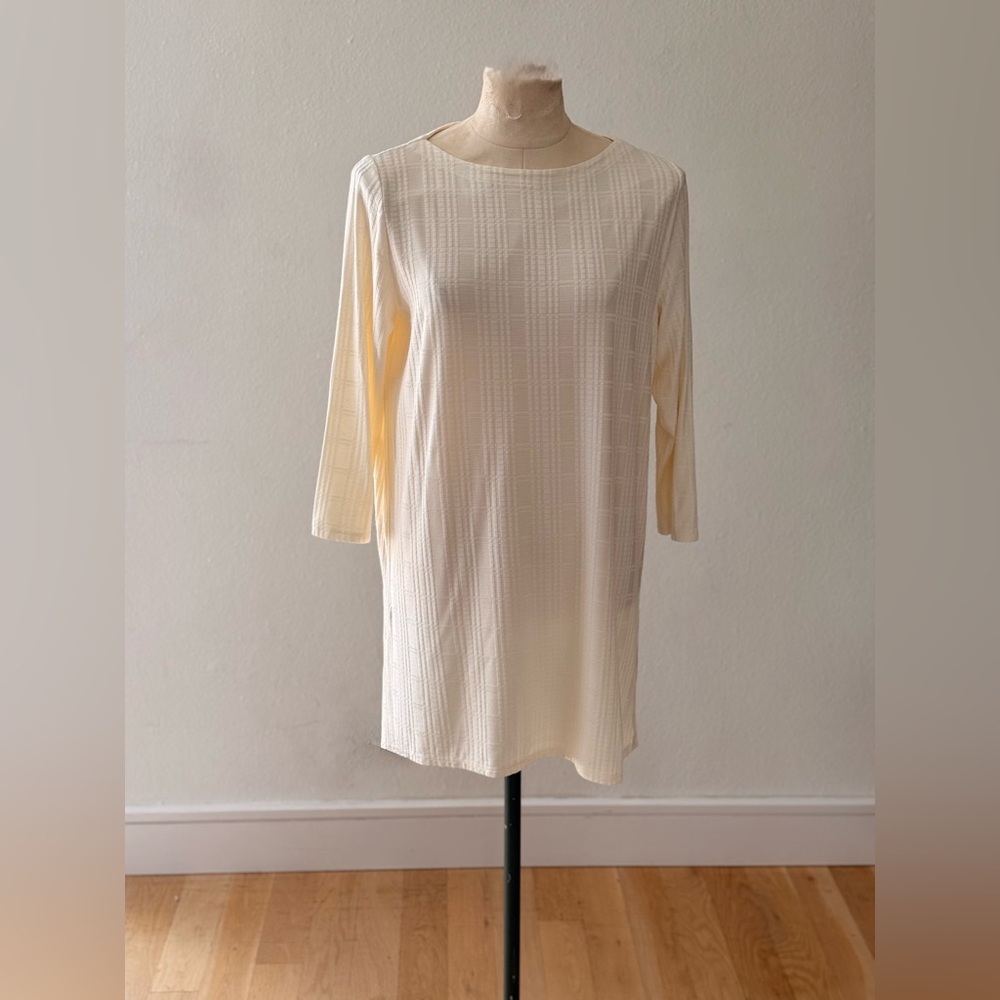 J. Jill Cream Textured Long-Sleeve Shift Dress